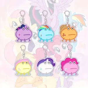 Cute Flame Knight Acrylic Charm | Retro Computer Monitor Robot Keychain | Twin Horned Demon Keyring | Trendy Clear Double Sided Acrylic Merch Gift