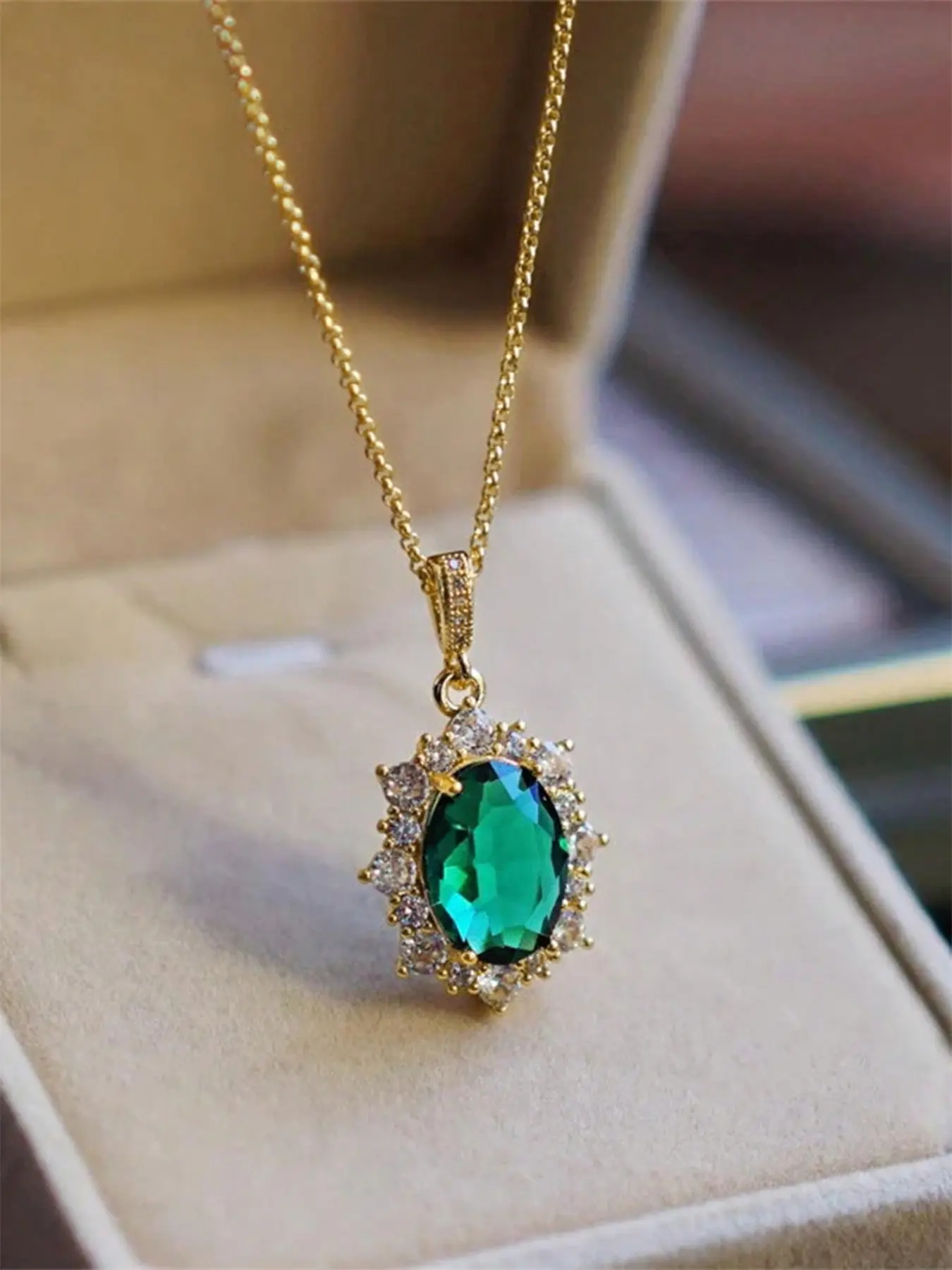 1 PC Fashion Cubic Zirconia Necklace Pendant Single Gem Necklace For Women Valentine's Day Gift Wedding Jewelry
