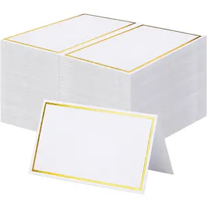 120Pcs 2x3.5 Inch Premium Place Cards Gold Foil Border Escort Name Seating Cards for Wedding Dinner Parties