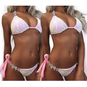 Gradient Sequins Rhinestone Swimsuit Suit Women Bikini