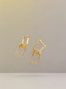 Korean High-end Diamond-encrusted U-shaped Buckle Earrings for Women, Fashionable and Elegant Design, Horseshoe Buckle Pin Earrings