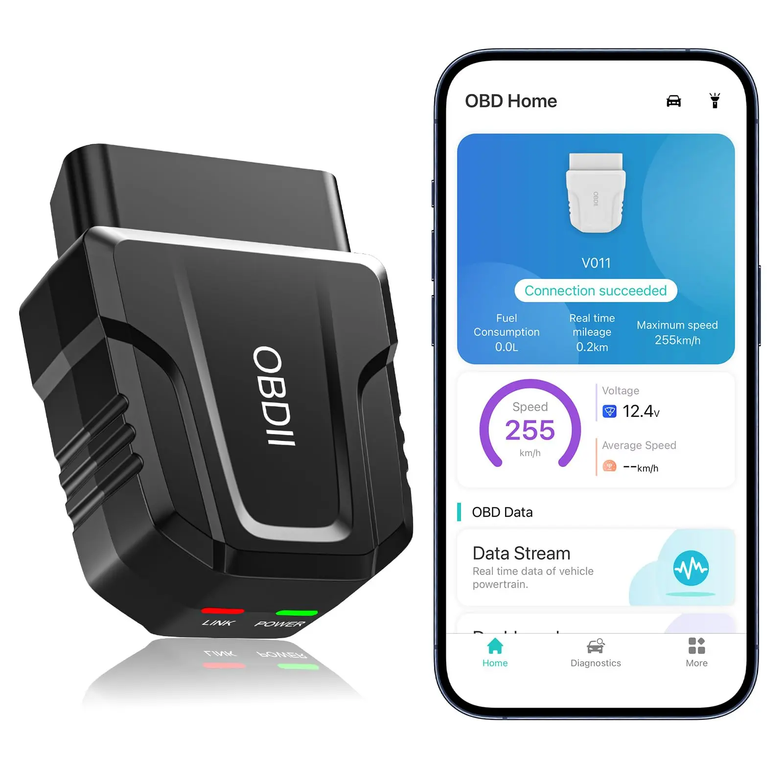 OBD2 Scanner for Cars & Trucks | Bluetooth 5.4 Car Diagnostic Code Reader, Check Engine Scanner, Live Data & Error Clearing for iOS & Android