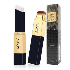 ALIVER 2 in 1 Foundation Stick, 3 Shades (Ivory/Natural Tan/Espresso), Water-Proof & Sweat-Proof, 6 Hours High Coverage, Professional Matte Makeup