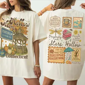 Gilmore Double Side Shirt, Stars Hollow T-Shirt Gilmore Fans, Girls Shirt, Autumn Movies Tee, Gift For Girlfriend, Casual Cotton Fit Tee