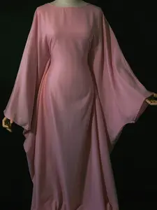 100% Linen Butterfly Abaya with Belt Modest Batwing Dress Natural Fiber Machine Washable Navy Coffee Baby Pink White Matcha