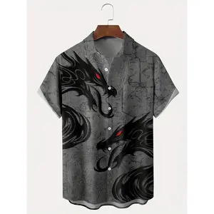 Plus Size Men's Hawaiian Shirts Beach, Retro Print Short Sleeve Aloha Shirts, Oversized Casual Loose Tops