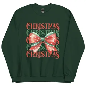Christmas Bowtie Sweatshirt – Festive Holiday Crewneck for Women & Men, Cute & Cozy Christmas Outfit, Perfect Winter Apparel, Ready to Ship, Unique Christmas Gift