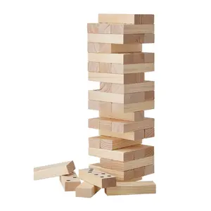 Tumbling Timber Toy, 54 Blocks Large Tumble Tower Blocks Game, Pine Wood Tumbling Tower Game with Carry Bag and Scoreboard, Wooden Stacking Game, Tumble Tower Family Games for Indoor/Outdoor