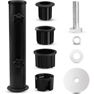 Umbrella Pole Replacement Umbrella Mount, Metal Deck Umbrella Holder Outdoor, Universal Umbrella Replacement Parts Tube Bracket, Heavy-Duty Umbrella Base Holder Tube Bracket for Balcony Pool (Black)