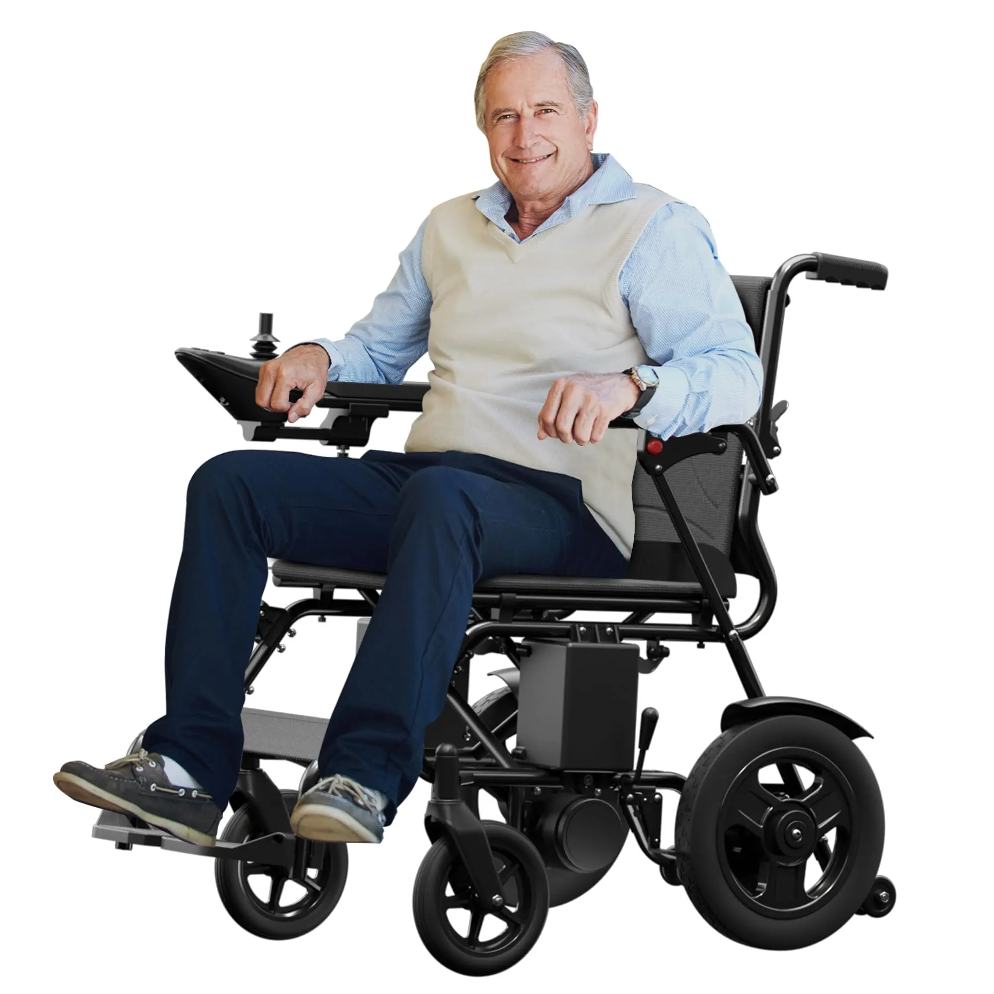 DPRO-Z Foldable Electric Power Wheelchair for Adults, All-Terrain Portable Model with 15 mi Range & 300 lbs Capacity, Easy Car Trunk Transport Leisure Healthcare Equipment