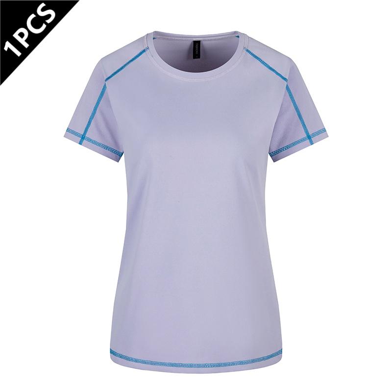 Targeted development five-pack summer women’s quick-dry sports T-shirts featuring contrasting quick-dry designs, short sleeves, elastic breathable fabric, crew neck—ideal for jogging, workouts, fitness, and yoga.
