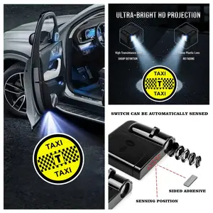 4pcs Taxi Welcome Sign Projection Lamp Set, Car Atmosphere Light, No Damage Installation, Plug and Play, Enhances Vehicle Style