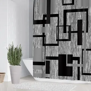 1/4 piece square bar art design bathroom set, including soft floor mat, toilet seat cushion, shower curtain, creating elegant decoration, home decoration, floor mat with good rebound, water absorption, anti slip, preferred for gift giving