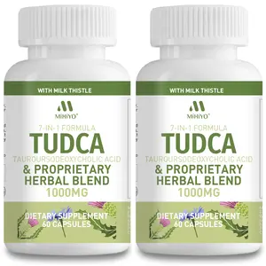 TUDCA Supplement 1000mg 2 Pack – Bile Salts and Liver Support with Milk Thistle – 6 Herb Blend Gallbladder Formula – 120 Capsules, Pack of 2