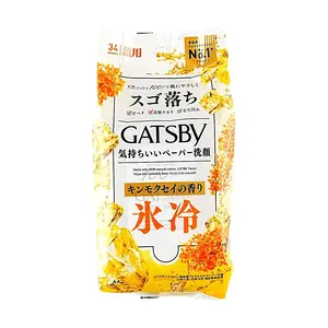 Mandom Gatsby Ice Cool Osmanthus Face Wipes for Men - Refreshing & Cleansing Towelettes, 34 Count