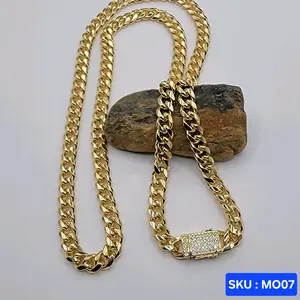 Elegant Cuban Link Plain Chain 22 inches Laminated Gold 6mm Durable Design Versatile Accessory SKU MO07