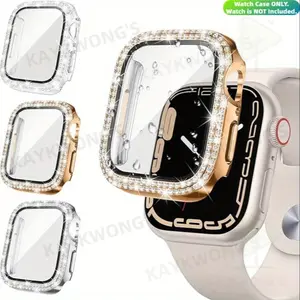 KAYKWONG'S 1 count Durable Watch Screen Protector Case, Fits Series 11/10/9/8/7/6/5/4, 49mm/46mm/45mm/44mm/42mm/41/40mm Front Cover Protection, Simulated Diamond Design, Smart Watch Accessories