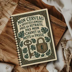 Password Diary (French version) | Easy-to-use password holder for adults and the elderly, security plan book for logging login information, website and app accounts, spiral-bound, portable, suitable for home or office use