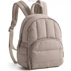 Mini Backpack for Women, Lightweight Puffer Small Backpack Purse, Quilted Casual Travel Daypack, Cute Water-Resistant Bookbag for Daily, BrownXXAllDayGoods7