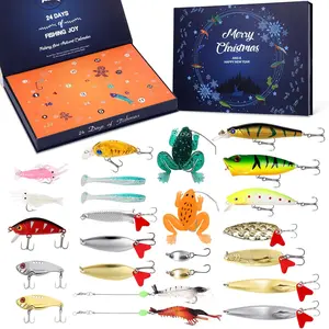 Fishing Advent Calendar 2025 Christmas Countdown - 24 Days Fishing Lures Kit for Men Xmas Fishing Advent Calendar Surprise Gift for Adult Fisherman Teen Boys