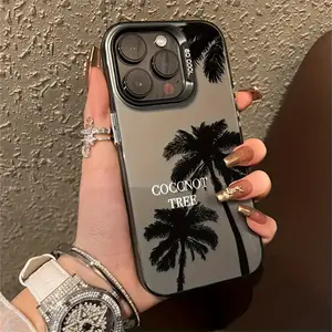 Tropical Coconut Tree Magnetic MagSafe Phone Case, Summer Beach Aesthetic Electroplated Shockproof Protective Cover for iPhone 17/16/15/14/13/12/11/XS/XR/X/8/7/6S Mini/Plus/Pro/Pro Max/SE & Samsung Galaxy S25/S24/S23/S22 Ultra