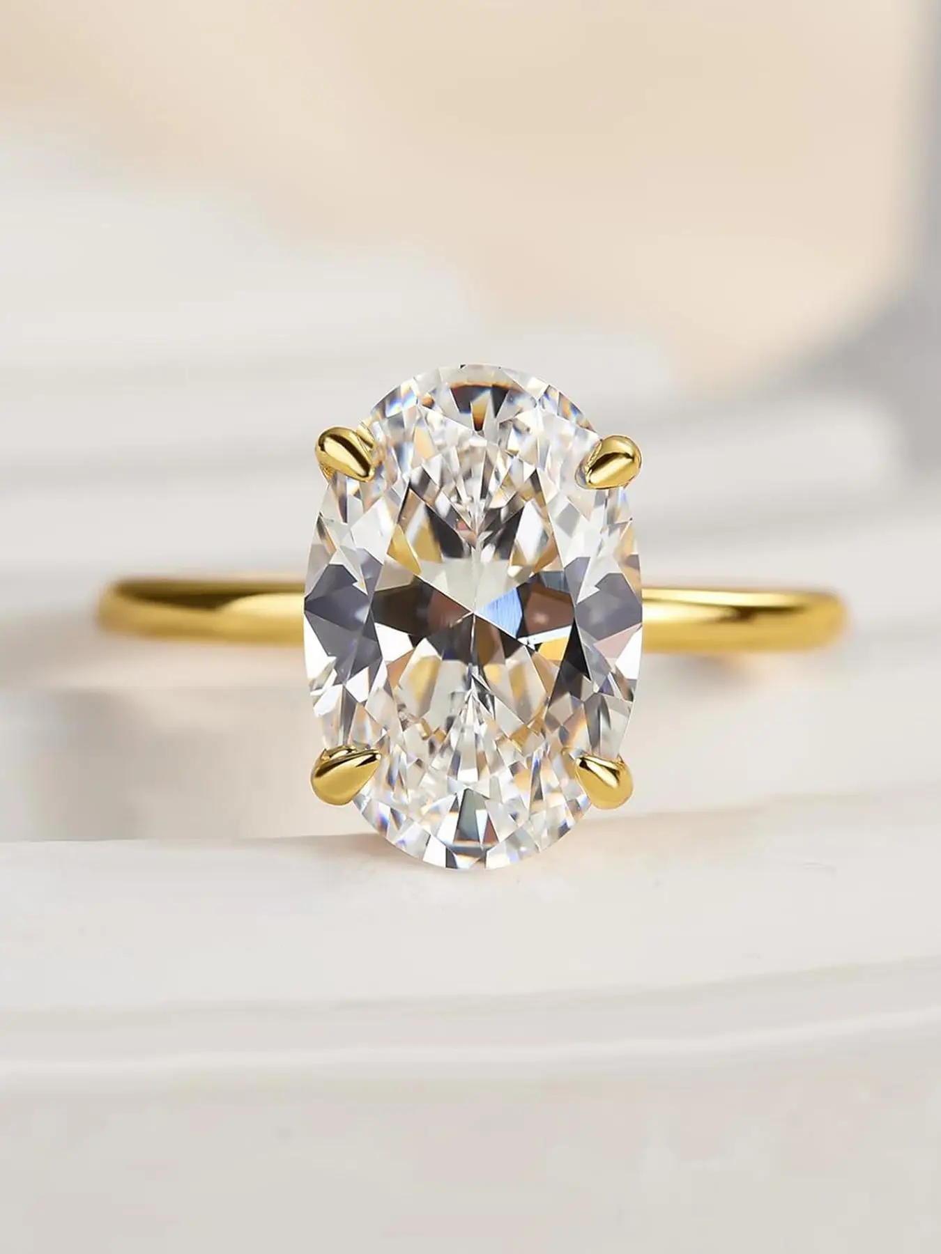 S925 Sterling Silver Egg Shaped Artificial Zircon Ring, Luxury Elegant Ring, Jewelry Gift for Women & Girls, Exquisite Jewelry for Daily & Party Decor