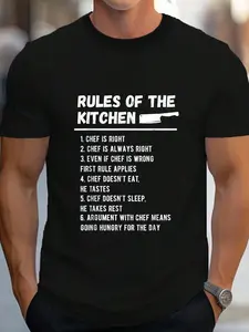 100% Cotton Rules Of The Kitchen Funny Master Cook Restaurant Chef Joke T-Shirt Women's Men's Graphic Tee Crew Neck summer vacation Tops