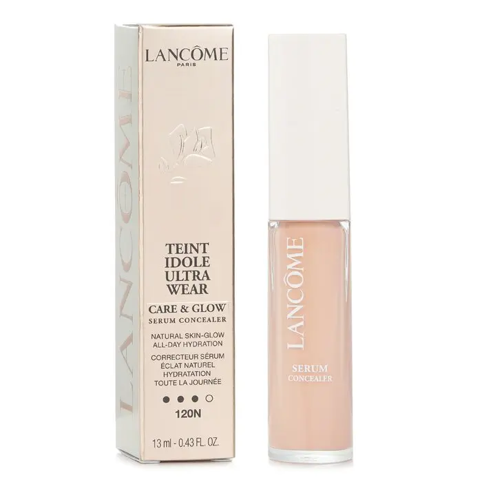 Lancome Teint Idole Ultra Wear Care & Glow Hyaluronic Serum Concealer - #120N, Hydrating, Full Coverage Makeup, Under Eye Brightening Concealer & Foundation