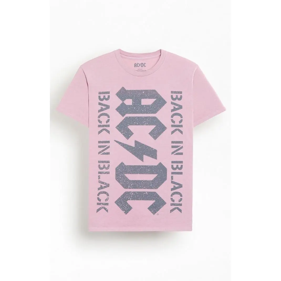 PacSun Men's AC DC Pink T-Shirt - Multicolor