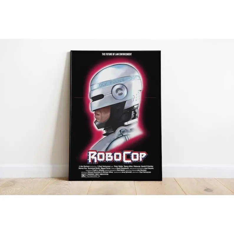 RoboCop Movie Poster, Classic Sci-Fi Action Film Wall Art Print, Vintage Retro Cinema Decor, Cult 80s Cyberpunk Movie Artwork