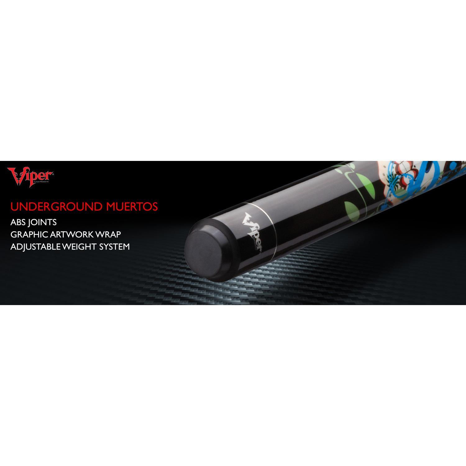 Viper Underground Dia de los Muertos Professional Pool Cue Stick - Billiards Cue with Pro Taper Grips, Maple Wood, Adjustable Weight System, Lightweight Steel Construction & Joints