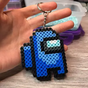 Perler Bead Among Us Keychain - Novelty Keyring
