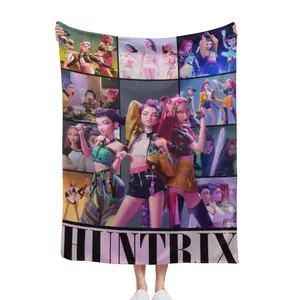 K-Pop Demon Hunters Fleece Blanket, Stage & Battle Print Throw, Cozy Blanket for K-Pop Fans 30x40 40x50 50x60 60x80inch