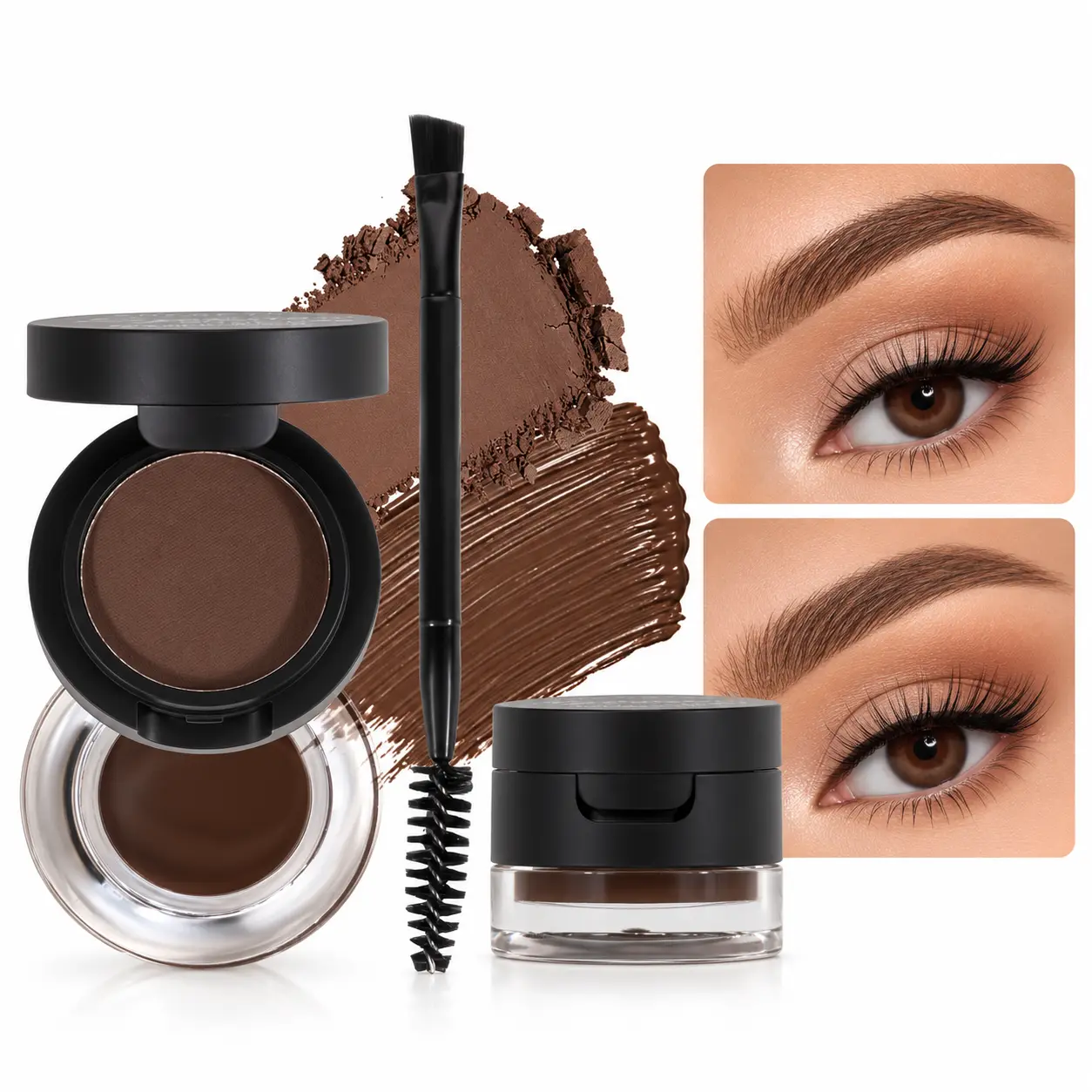 2-In-1 Eyebrow Tint Kit | Waterproof Smudge-Proof Brow Pomade & Powder | Natural Full Brows for Beginners Cosmetic eyebrow filter shaper eyebrow tint