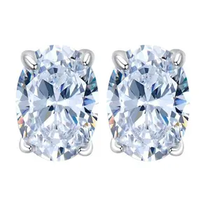 S925 Sterling Silver Oval Cut Oval Earrings 5*7 6A Cubic Zirconia Earrings Daily Life Earrings-600