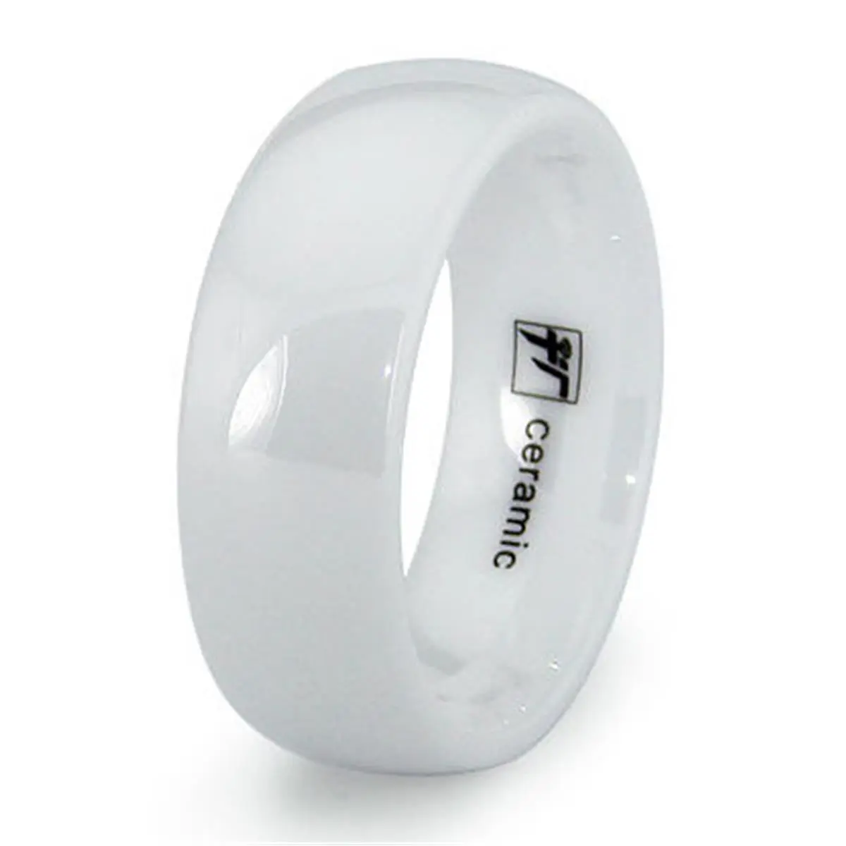 EWC R40052-065 Unisex Simple Classic Dome White High-Tech Ceramic Wedding Band - Size 6.5, Self