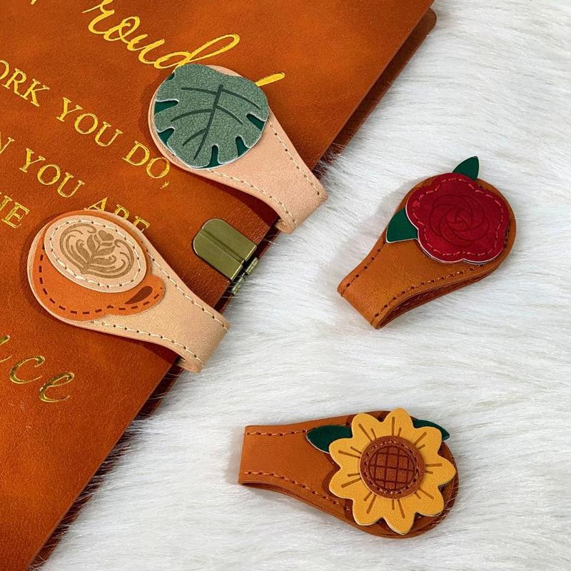 Vintage Magnetic Leather Bookmark, Leather Magnetic Bookmarks for Women, Magnetic PU Bookmarks Clip Book Accessories