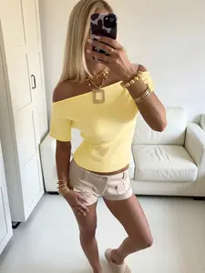 Women's Summer Knitted Top, Pure Color Solid Design, Ideal for Daily Wear & Casual, Perfect for Spring & Fall Season