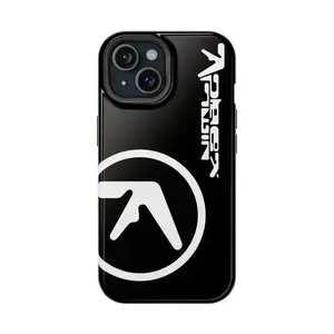 Electronic Music Artist DJ Fan Merch Black White Aphex Twin Art Tough Phone Case. Edgy Minimalist Music Aesthetic Rugged Shockproof Protective Cover For iPhone 17 Pro Max 16 Air 15 14 13 12 11.