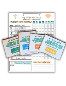 Christian Morning Routine Bundle for Kids | Laminated Faith Activity Books Set | Daily Bible Routine + Parables + Holidays | Homeschool Devotional Kit | Reusable Dry Erase Workbook Set