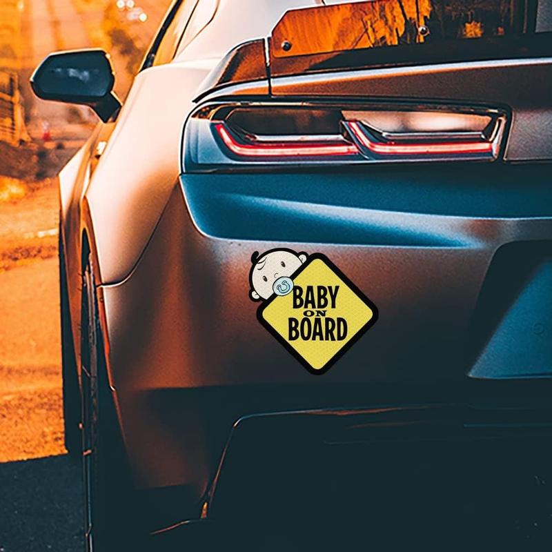 Baby On Board Sticker for Cars Trucks 2Pack High Intensity Reflective Waterproof Vinyl Safety Signs for Rear Side Windows Bumpers Vehicle