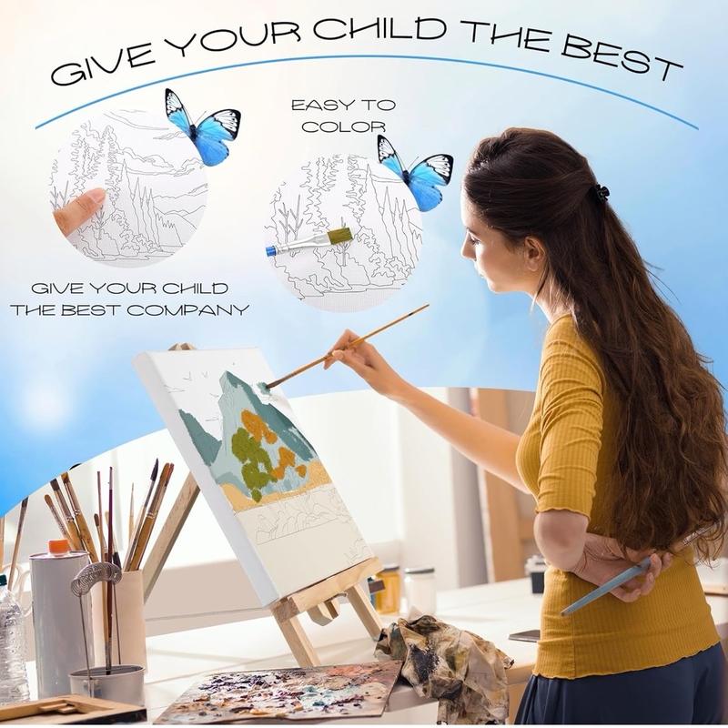 12 Pcs Pre Drawn Canvas for Painting for Adults 8 x 8 Inch Canvas Painting Kits Stretched Canvas with Drawing Ready to Paint Beginner Artists Date Night Party Supplies(Scenery)