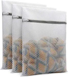 Laundry Mesh Bags Set – Muchfun 3PCS Durable Honeycomb Wash Bags for Delicate Clothes, Lingerie & Machine Wash Protection (12x16")