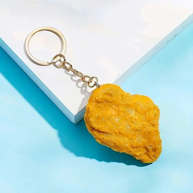 Chicken Nugget Keychain, Cute Car Accessory, Realistic Imitation Fried Chicken Design, Perfect for Backpacks Bags Purses, Cute Decoration, Chicken Keychain Decorations, Car Key Chains, Keychain Kawaii, Aesthetic Keychain