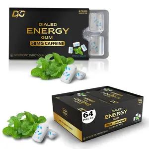Dialed Energy Gum 64 Pack - 50mg Caffeine & L-Theanine - Sugar-Free Nootropic Chewing Gum - Cool Mint Flavor - Fast Absorption & Boost Mental Clarity - Perfect for Athletes & On-The-Go Snacks