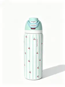 Owala FreeSip 32oz Striped Cherry Printed Portable Water Bottle With Handle, Leakproof Stainless Steel Cup, BPA Free, Ideal For Daily Fitness And Outdoor Travel Usecasual use