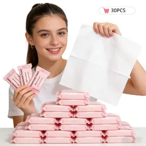 Compressed Towels Tablets (9.4" x11.8") 30 Bulk Set Disposable Compressed Washcloths for Travel & Camping, Soft Compressed Face Towels for Daily Use & Camping Essentials