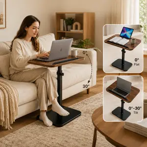 Adjustable C-Shaped Accent Side Table with Tilt-Top, Sofa Table for Laptop Work, Coffee & Living Room Use, Sofa Tables
