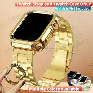 KAYKWONG'S 1 Stainless Steel Watch Band with 1 TPU Soft Case, Solid Color Watch Band for Apple Watch Series 9/8/7/SE2/SE/6/5/4/3/2/1, Smart Watch Accessories, Wearable