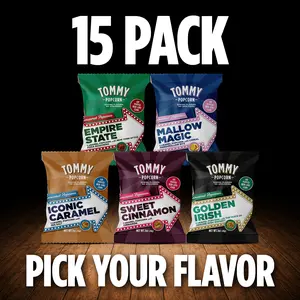 Tommy Popcorn Fifteen Pack | Sweet Gourmet Popcorn | Viral Snack Gift